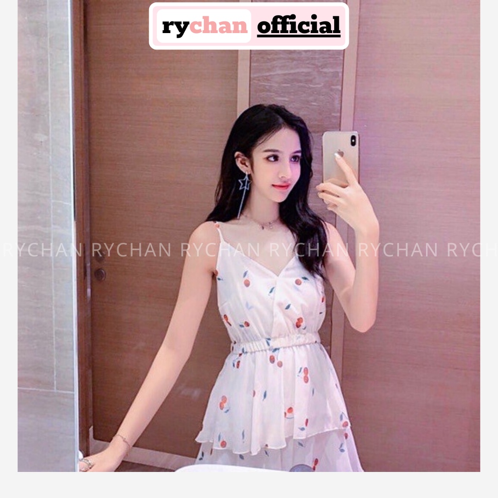 Đầm Đi Biển Dáng Xòe 4 Tầng 2 Dây Cổ Đắp 4 Màu - DX695