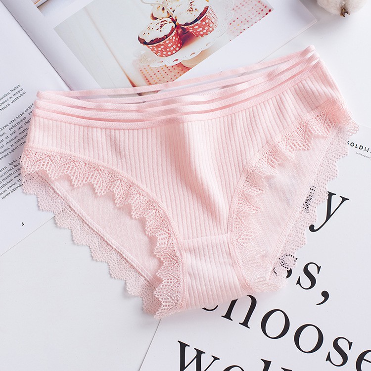 Xả kho bán lỗ Quần Lót Nữ Cotton quần chip viền ren gân tăm kháng khuẩn hoạ tiết viền ren sexy điệu đà