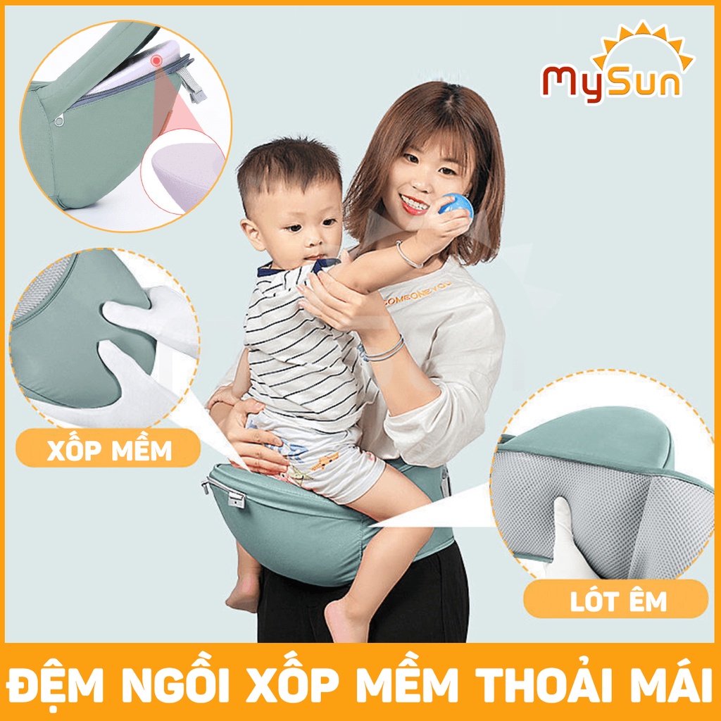 Đai địu vải lưới có bệ ngồi cho trẻ sơ sinh, em bé 1 2 3 tuổi đi xe máy MySun
