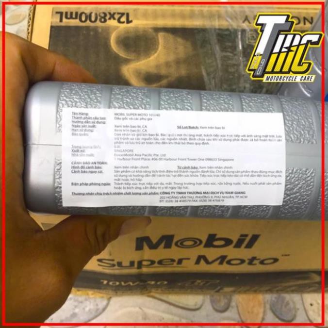 Nhớt Tổng Hợp Cho Xe Số Mobil Super Moto 4T 10W-40 1000ML Made in Singapore