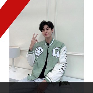 Áo khoác Bomber jacket Varsity FF Mint V11 unisex vải Nhung Tăm cao cấp. áo khoác bomber nam nữ