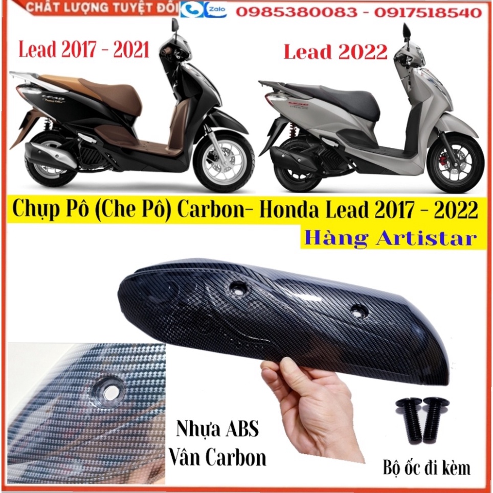 [Lead 2022 - Lead 2023] Chụp Pô (Ốp Che Pô) Nhựa ABS Vân Carbon Gắn Honda Lead 2017 - 2023 Các bản (Hàng Artistar)