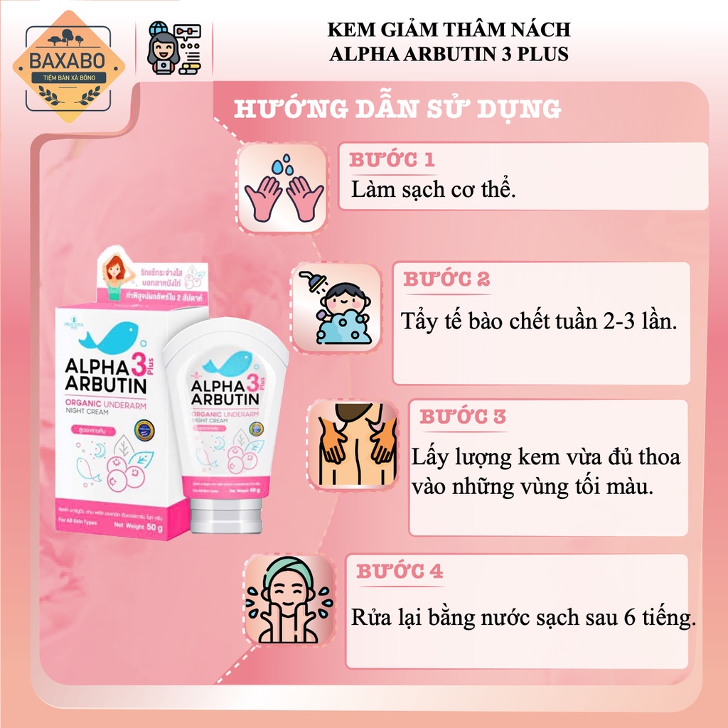 KEM DƯỠNG TRẮNG GIẢM THÂM NÁCH ALPHA ARBUTIN 3+ THÁI LAN - CÓ CHE TÊN SẢN PHẨM - 50GR