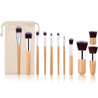 11 pcs/Pack Beauty Tools Makeup Brush Bamboo Handle