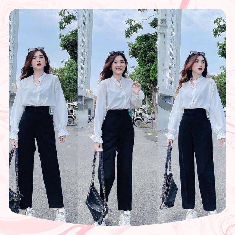 Quần Baggy Nữ Công Sở - Quần baggy nữ cạp cao Chất vải tuyết mưa xuất Hàn