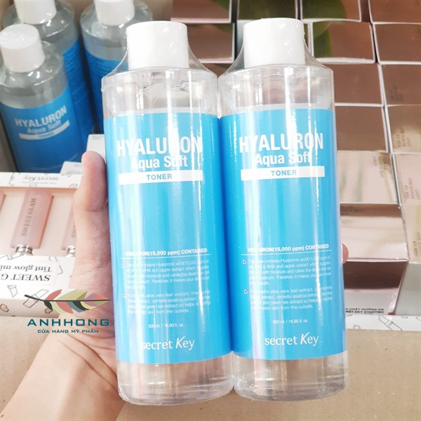 Nước hoa hồng cấp nước dưỡng ẩm da không chứa cồn Secret Key Hyaluron Aqua Soft Toner 500ml