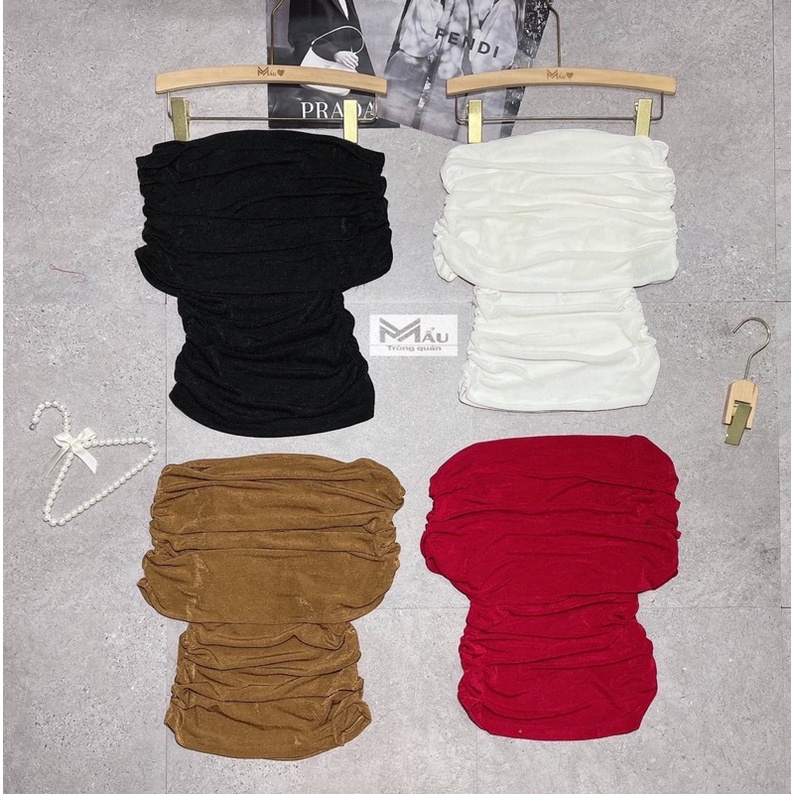 Áo nhún trễ vai chất thun nhũ kim cương