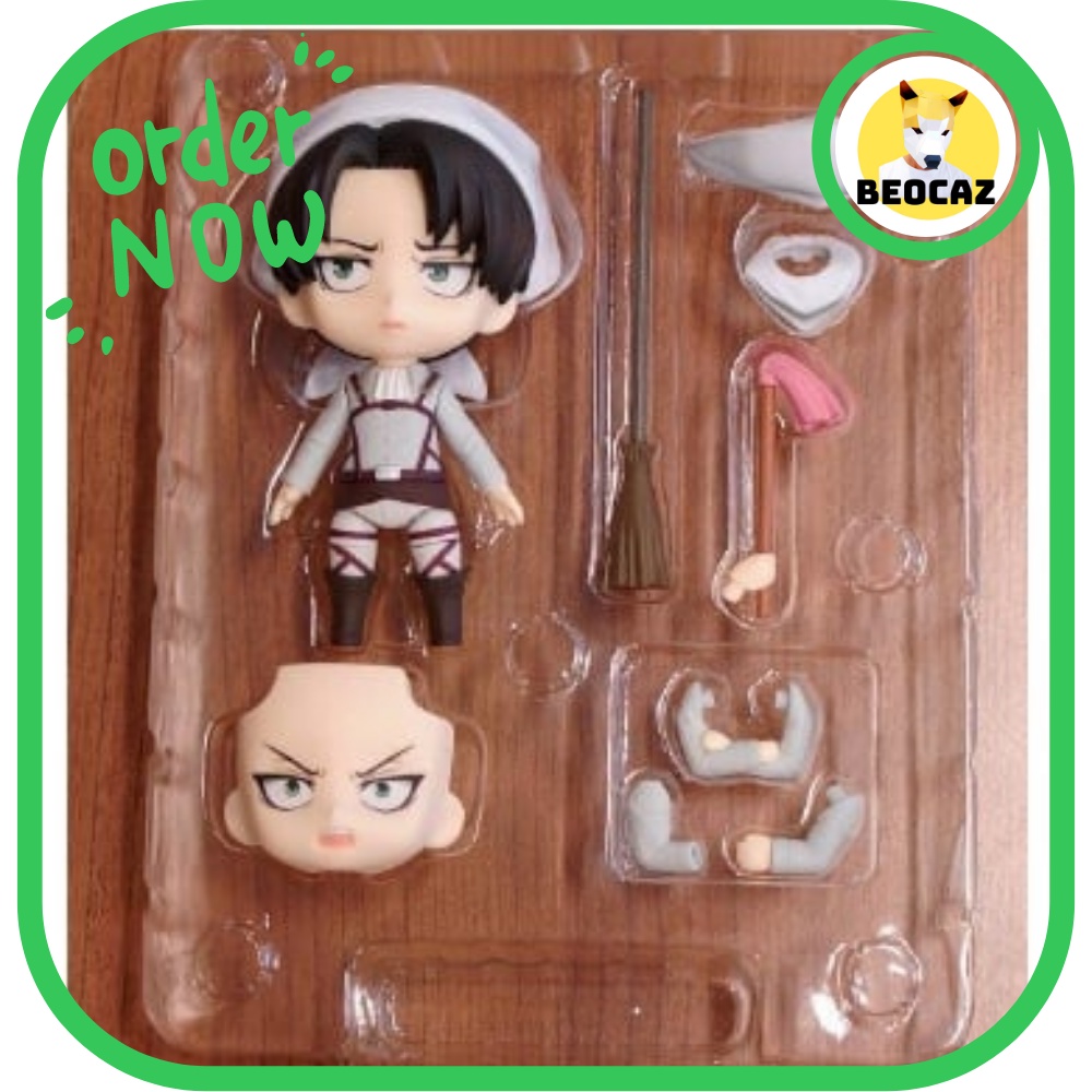 [Full Box] Mô hình chibi Levi Ackerman dọn dẹp dễ thương 417 kèm phụ kiện bền màu an toàn Attack On Titan