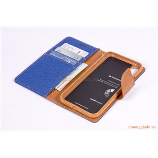 Bao da iPhone X (5.8"), Hiệu GOOSPERY, CANVAS DIARY (bề mặt bọc vải)