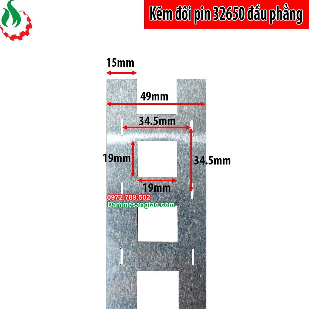 DMST Kẽm đôi hàn pin 32650 đầu phẳng