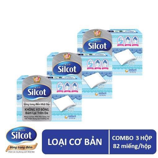 Bông tẩy trang Silcot Nhật Bản Hộp 82 miếng xanh dương - Bông Silcot Unicharm XANH DƯƠNG 82 miếng