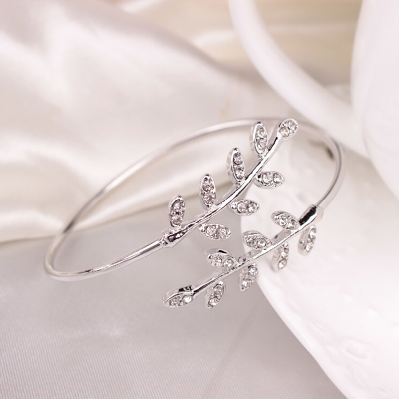 Women Adjustable Cubic Zirconia Open Palm Cuff Bracelets Hand Bangle