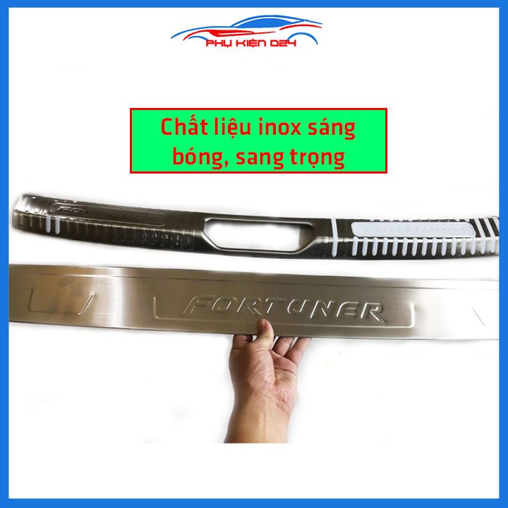 Ốp chống trầy cốp Fortuner 2017-2022 inox sáng bóng bảo vệ xe chống va đập