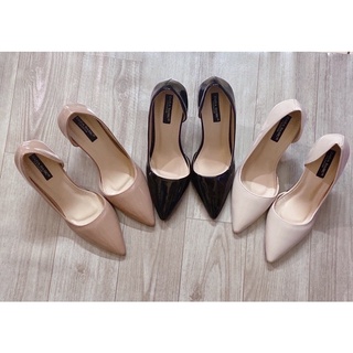 Giày cao gót hở eo mũi nhọn size 36 màu nâu