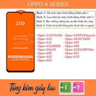 [Viền Đen] Kính cường lực Oppo các dòng A full màn 21D [Mua 5 tặng 1] chống trầy hạn chế bám vân tay, bảo vệ màn hình