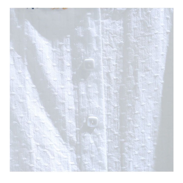 Áo sơ mi cổ vuông dáng rộng thêu họa tiết thời trang phong cách Hàn Quốc cho nữ