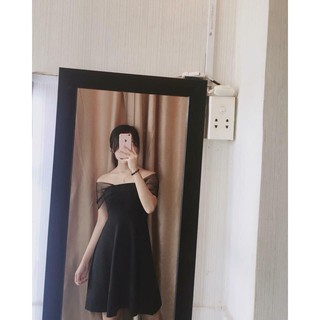 [Mã WA9920 giảm 20k đơn150k] Đầm trễ vai tay lưới đầm xòe Kiki Dress đơn giản mà đẹp tinh tế [kem hinh that]