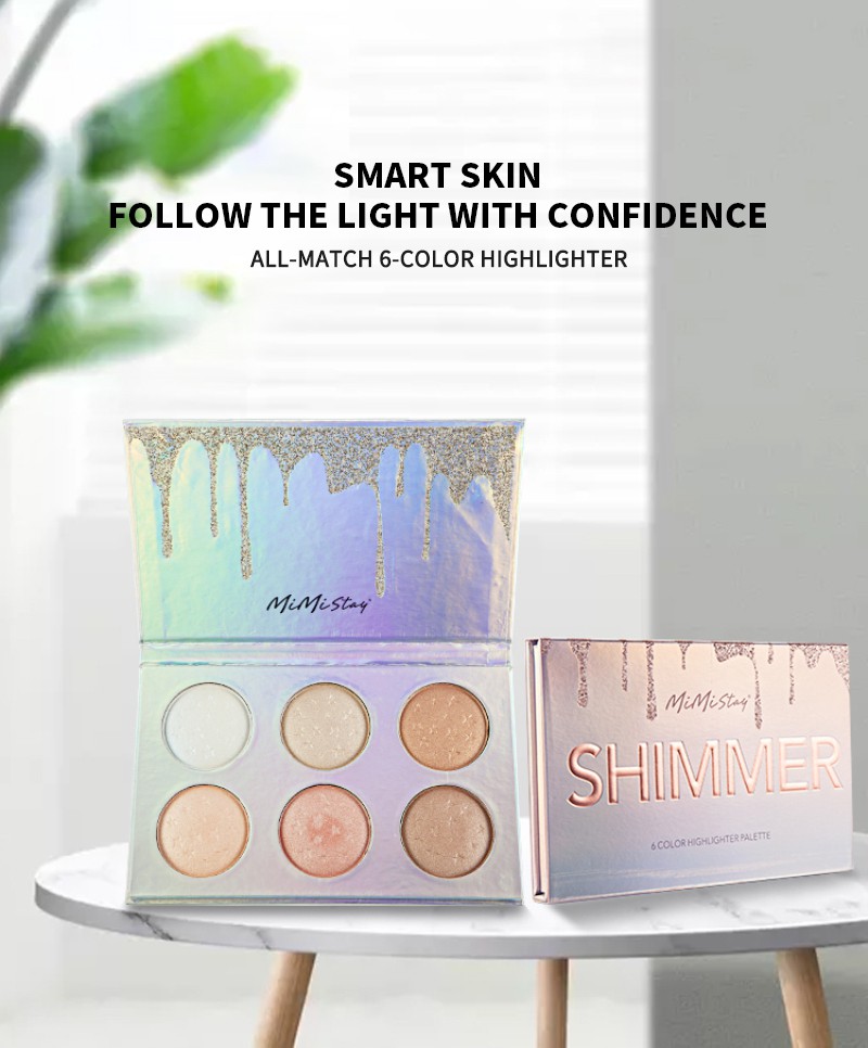 6 Colors Highlighter Makeup Shimmer Baking Powder Highlighter Palette Skin Brighten Highlight Face Contour Concealer
