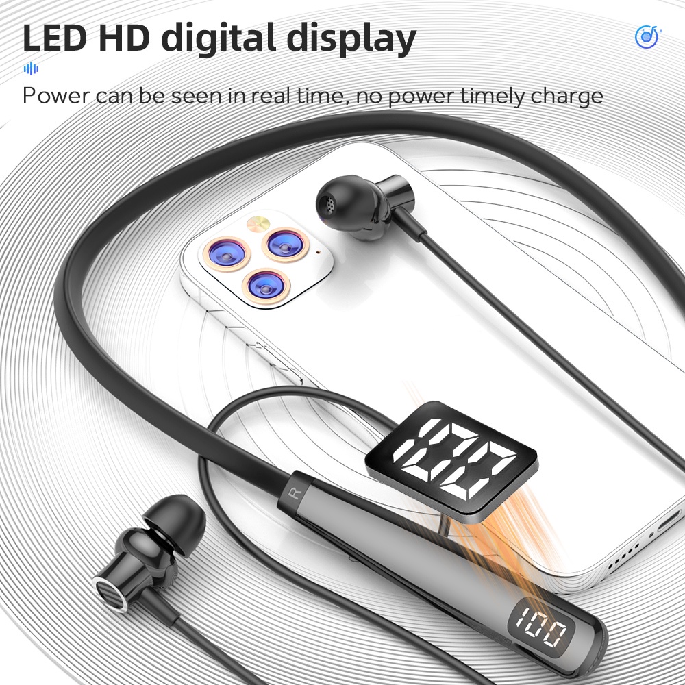 Tai Nghe Bluetooth Không Dây 100 Giờ Có Mic Và Nam Châm Kiểu Dáng Thể Thao Cho Điện Thoại IOS Android
