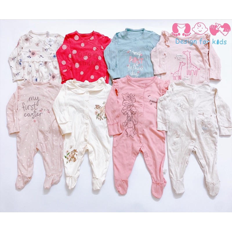 (Chọn mẫu) Sleepsuit bộ body dài tay xuất dư các hãng cho bé gái