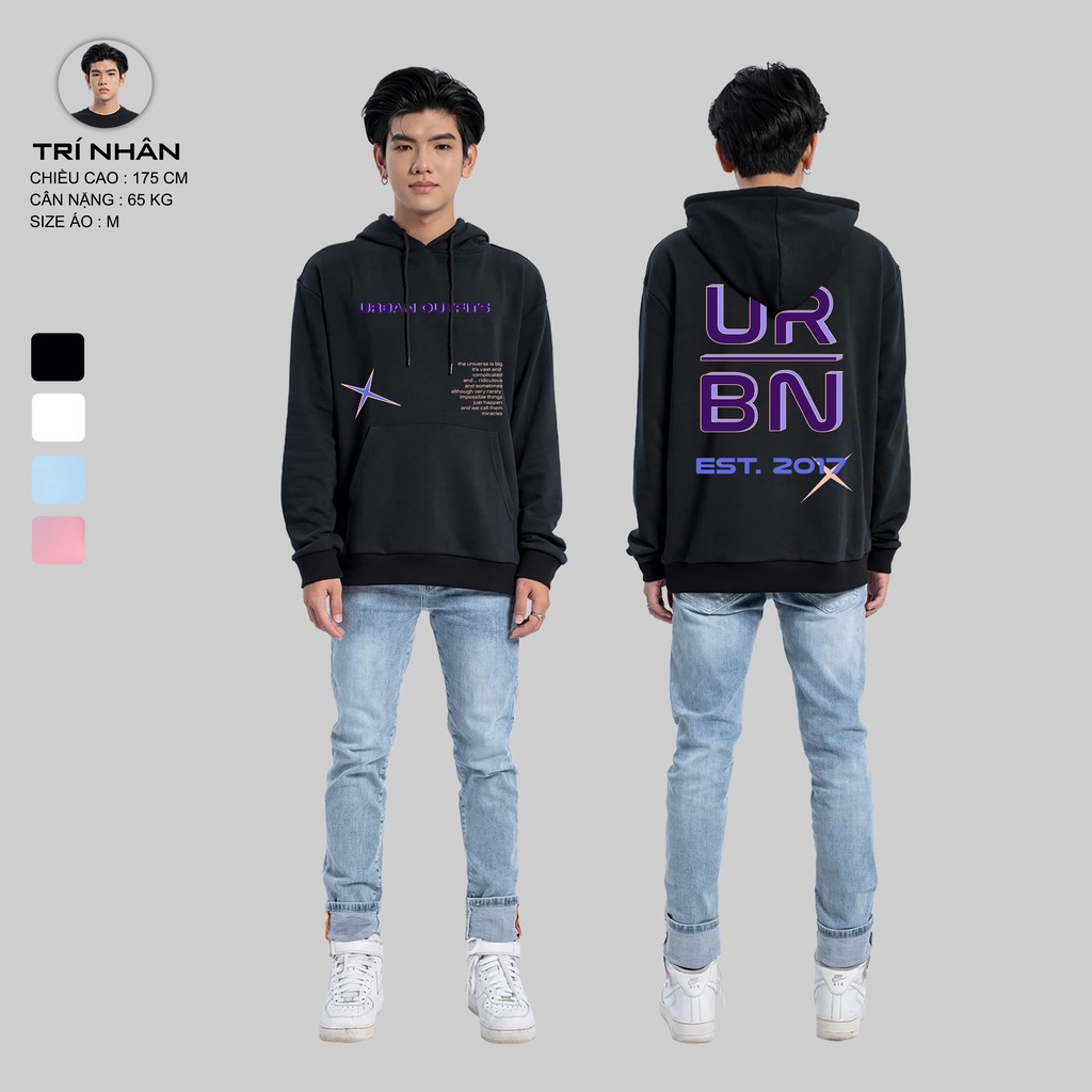 Áo Hoodie Nam Nữ Form Rộng URBAN OUTFITS In URBN EST2017 HOO18 Chui Đầu Thun Cotton Nỉ Local Brand