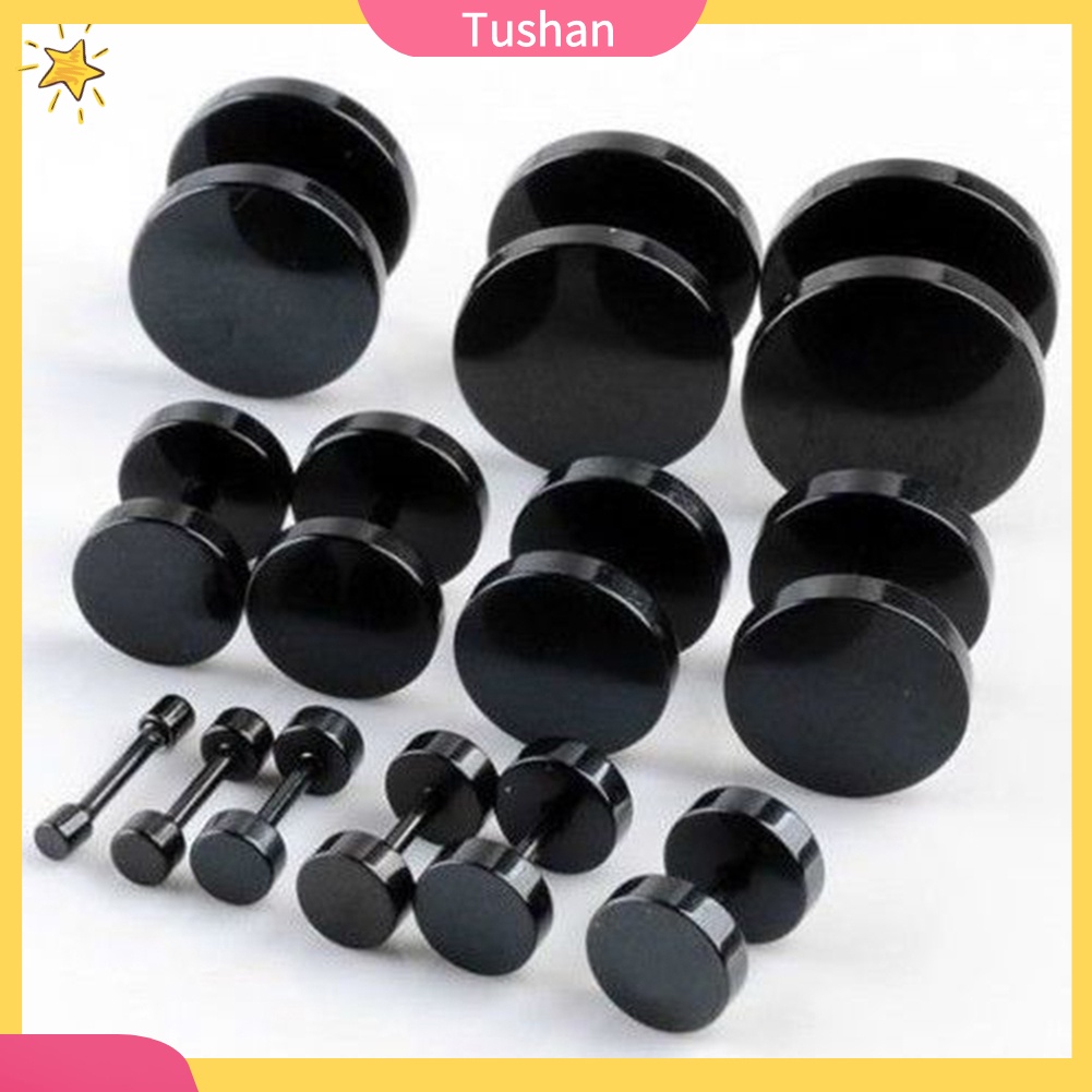 Khuyên Tai Nam Thép Không Gỉ Màu Đen 3mm - 14mm