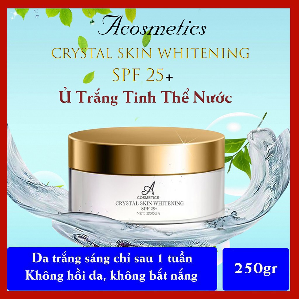 Ủ Trắng Tinh Thể Nước ACOSMETICS, da trắng sáng, mềm mịn chỉ sau 1 tuần sử dụng, không hồi da, không bắt nắng.