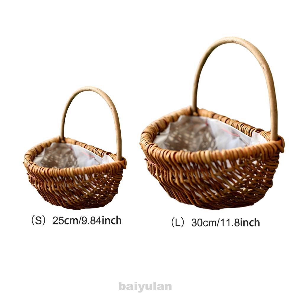 Garden Home Decor Handmade Rustic Balcony Nordic Style For Plants Natural Rattan Hanging Basket