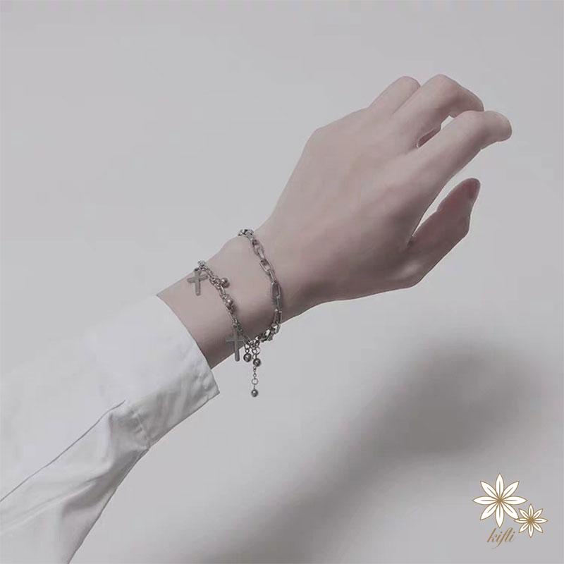 Vòng đeo tay mạ bạc phong cách Hàn Quốc đơn giản thời trang