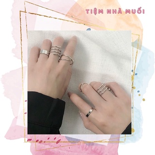 Set nhẫn, Bộ nhẫn nam nữ hợp kim phong cách cá tính độc đáo bộ 6 chiếc