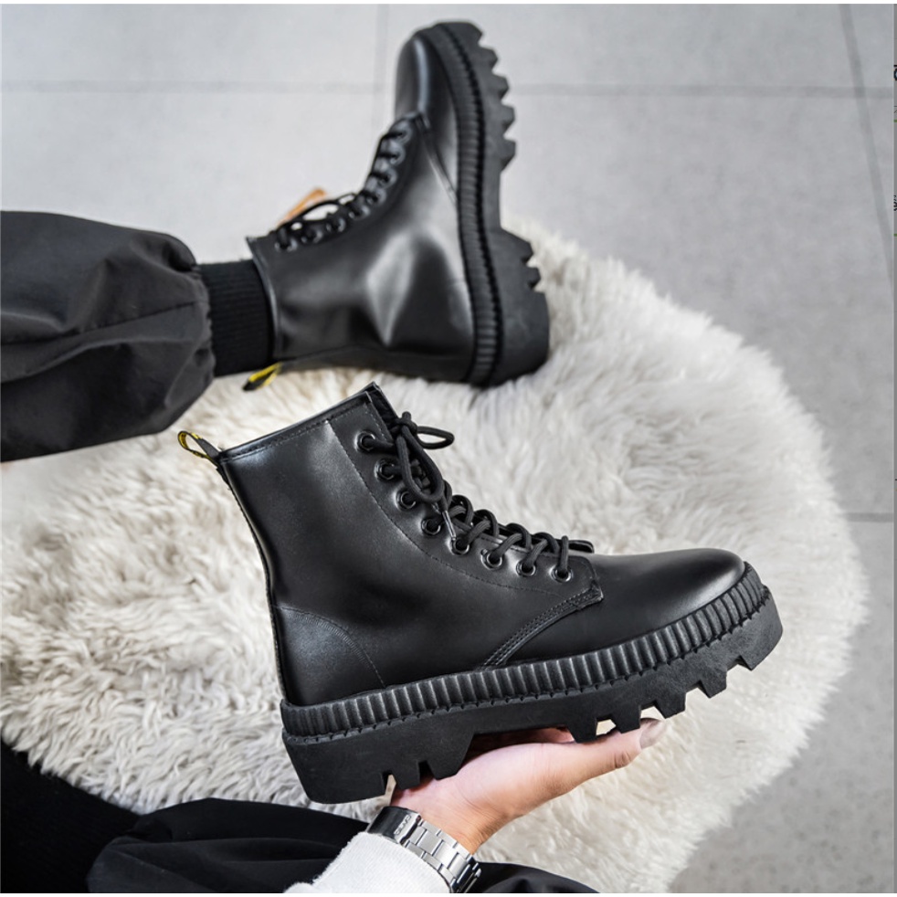 Giày cao cổ -Bốt cổ cao dr martens phiên bản 2022 INF - 1 (2 bản đen đế đen và đen đế kem)