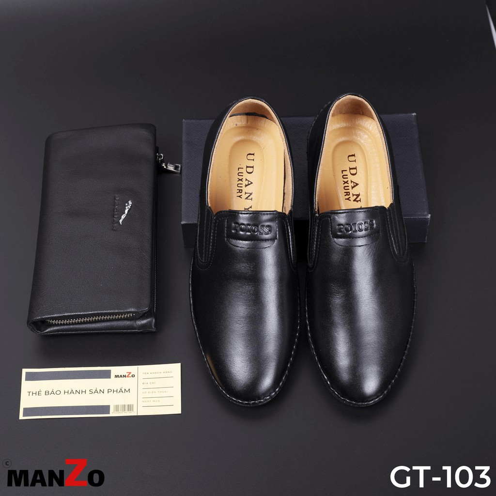 Giày lười công sở da bò cao cấp - Manzo store GT 103 (Đen)
