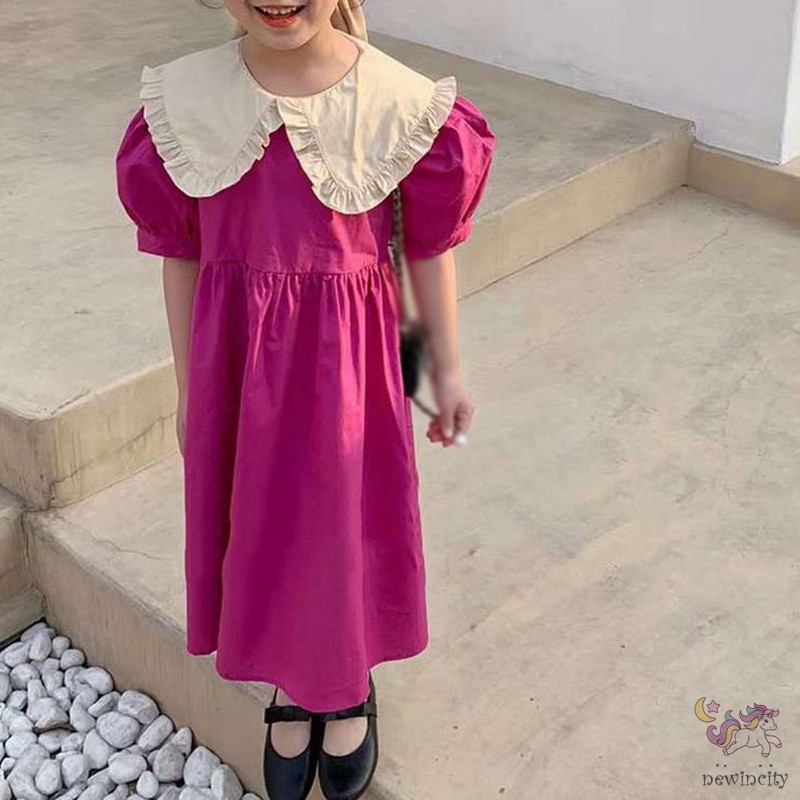 Đầm Tay Ngắn Kiểu Hàn Quốc Thiết Kế Xinh Xắn Cho Bé Gái