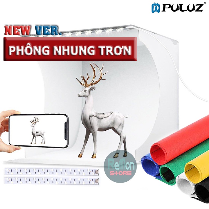 Hộp chụp sản phẩm Puluz 2 bảng LED 6 màu Backdrops size 24x23x22cm