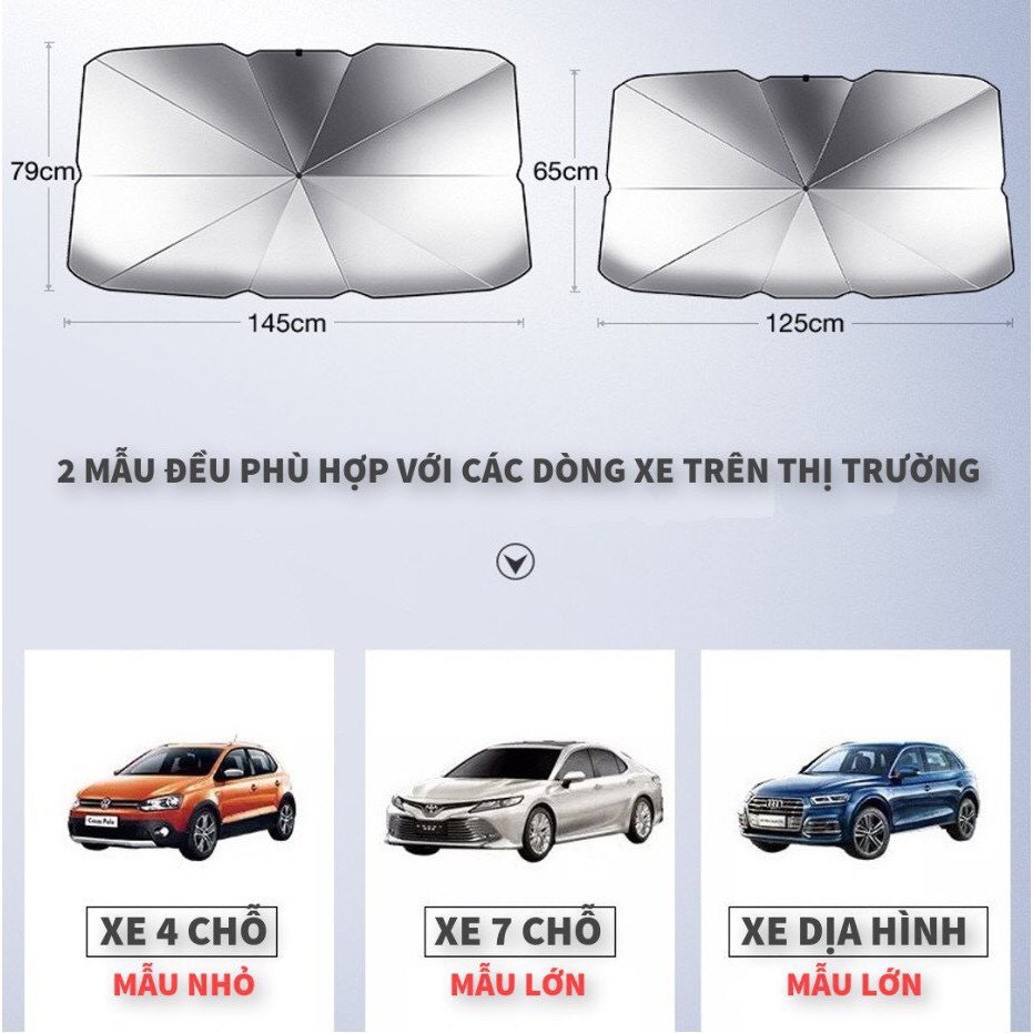 Ô Che Nắng Ô Tô ,Dù Che Kính Bảo Vệ Xe ,Ô Bảo vệ Nội Thất Xe Hơi Cao Cấp Chống Nắng Nóng ,Nhỏ Gọn Tiện Lợi Cho Xe 4,5,7