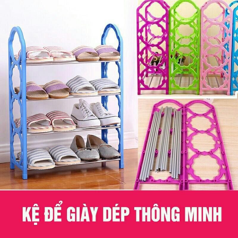 Kệ giày 4 tầng giá rẻ chất liệu nhựa cao cấp khung thép chắc chắn