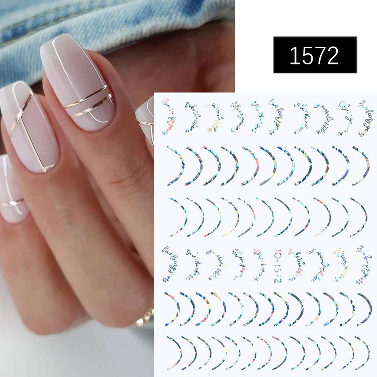 Decal trang trí móng tay UR SUGAR họa tiết kẻ sọc 3D