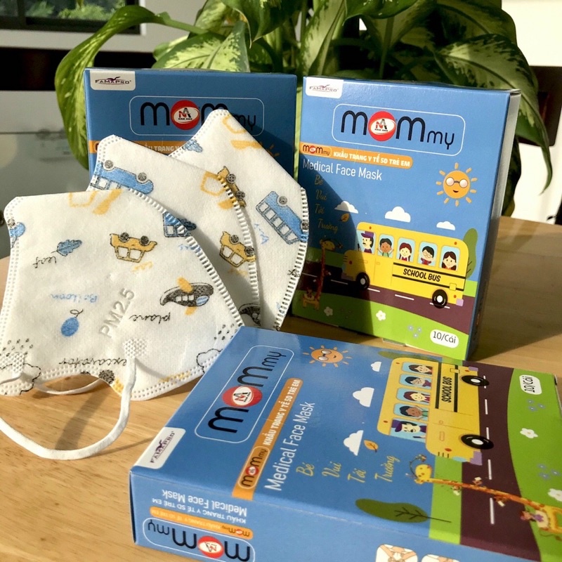 Khẩu trang y tế 5D trẻ em MOMMY 1hộp 10cái ,thương hiệu FAMAPRO,