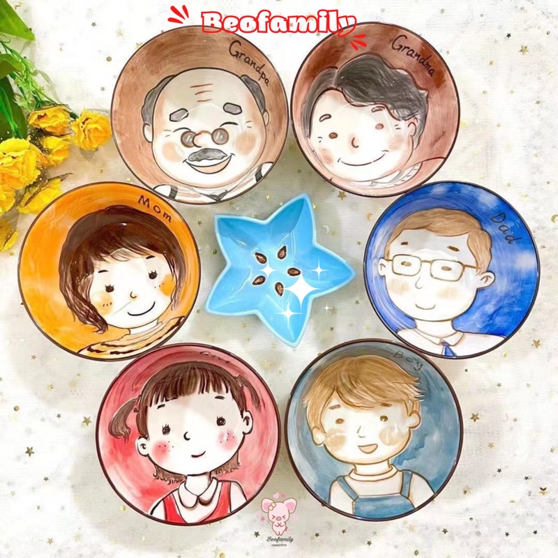 Bát Ăn Cơm Gia Đình, Chén Bát Decor Dễ Thương Bố Mẹ Con - Beofamily