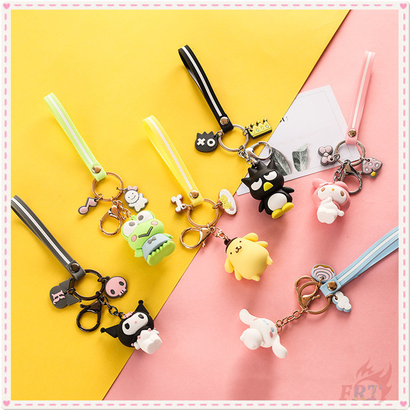 ✪ Melody / Kuromi / Hello Kitty / Keroppi / Cinnamoroll / Pom Pom Purin / BADTZ-MARU - Sanrio Cartoon Character Keychains Series 01 ✪ 1Pc Silicone KeyRing Pendant Bag Accessories Gifts（7 Styles）