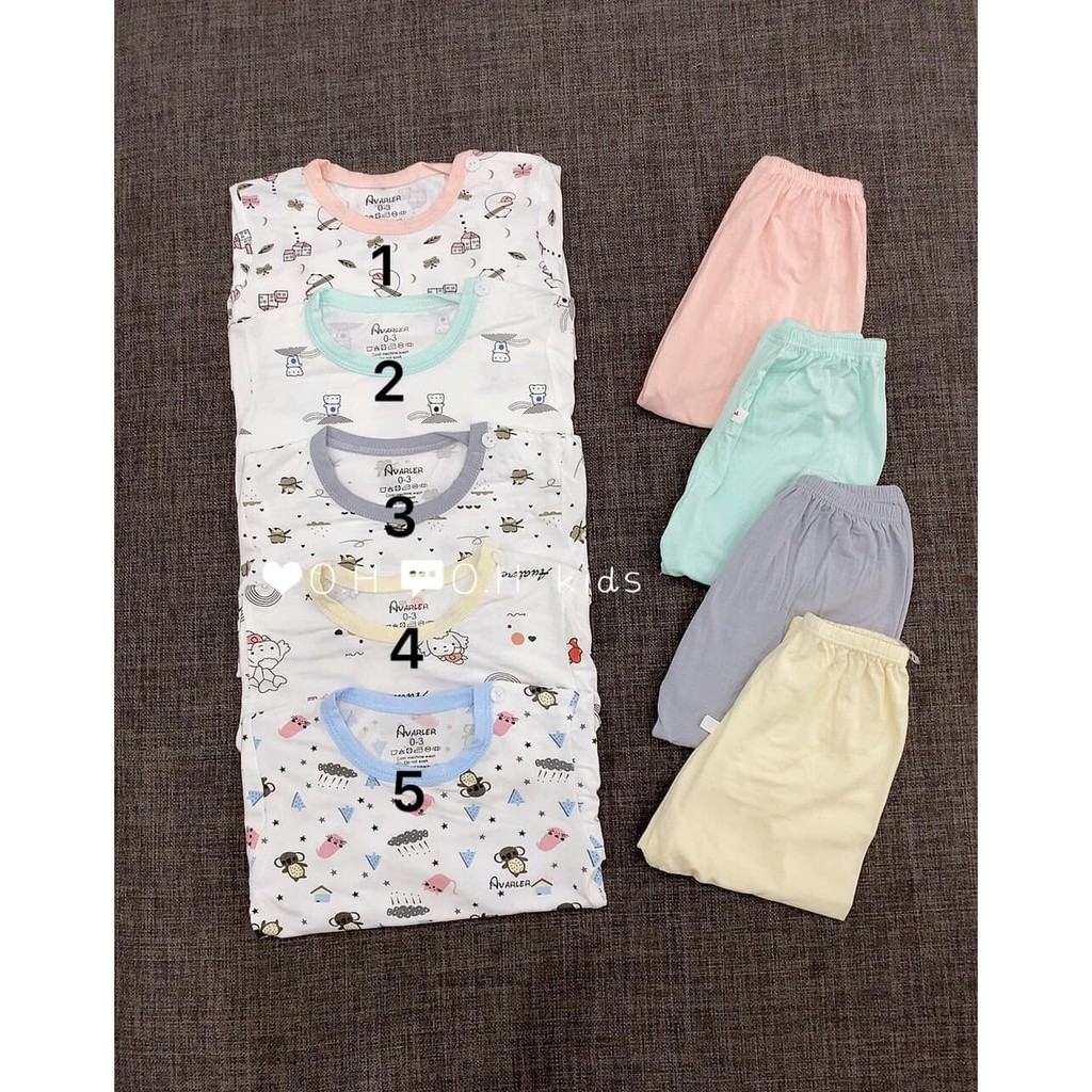 Bộ Avaler petit sợi tre dài tay co giãn 8 chiều cho bé 0-18 tháng