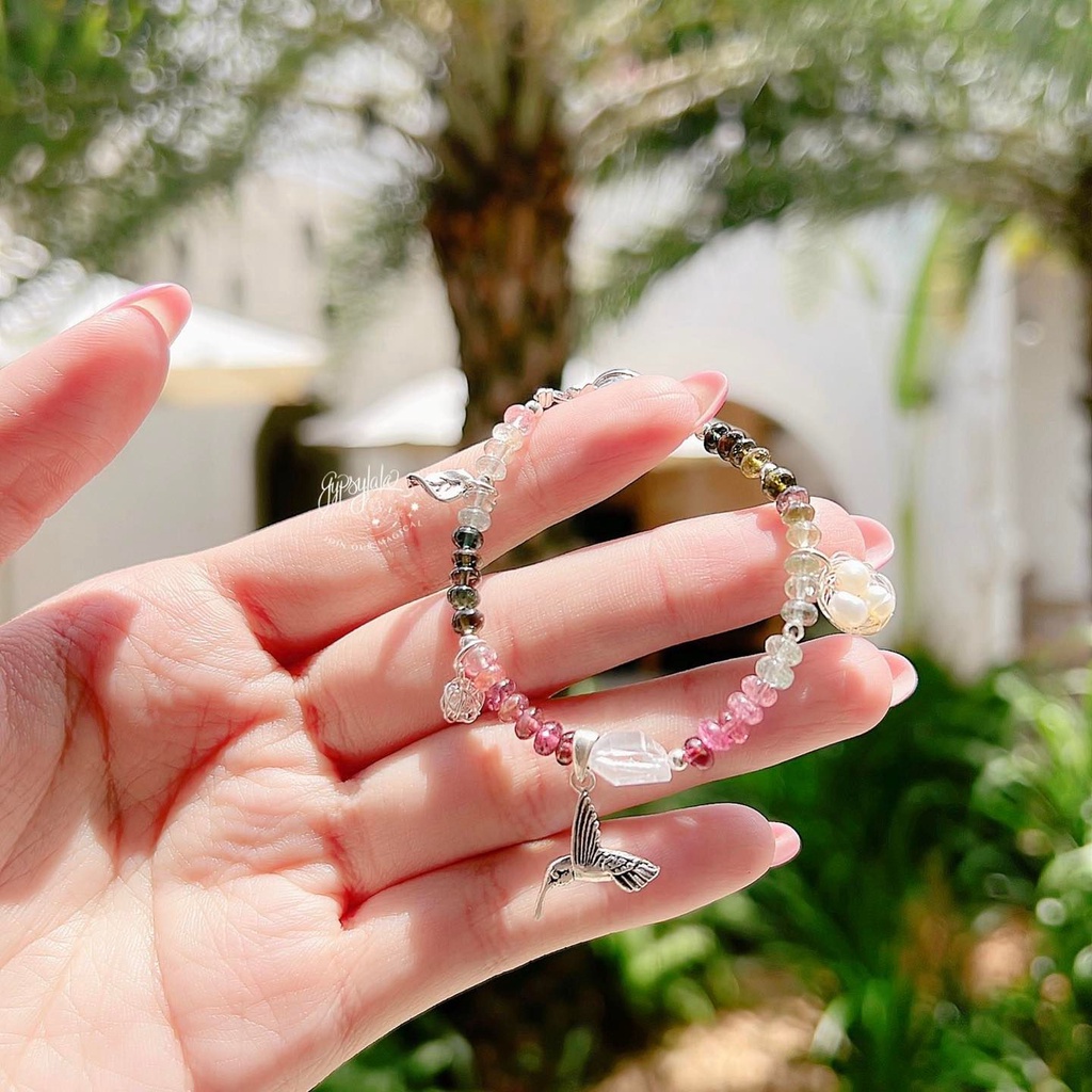 Vòng Tay Đá Tourmaline Charm Tổ Chim Tài Lộc Sức Khoẻ SP005167 Gypsy.lala