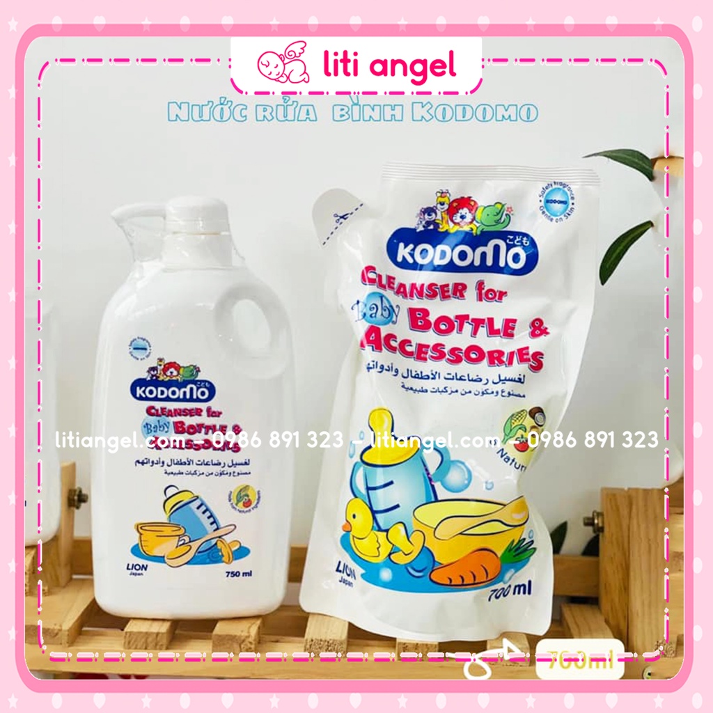 Nước rửa bình sữa Kodomo Thái Lan dạng chai 750ml và bịch 700ml