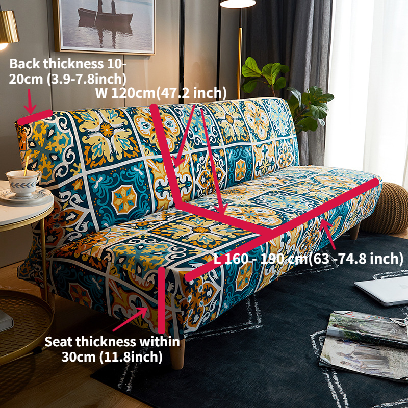Vỏ bọc ghế sofa không tay vịn / giường đôi lớn chống trượt có thể xếp gọn co giãn phong cách Bắc Âu