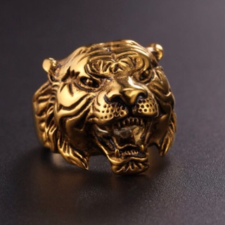 Nhẫn nam inox mạ vàng đầu hổ cực ngầu