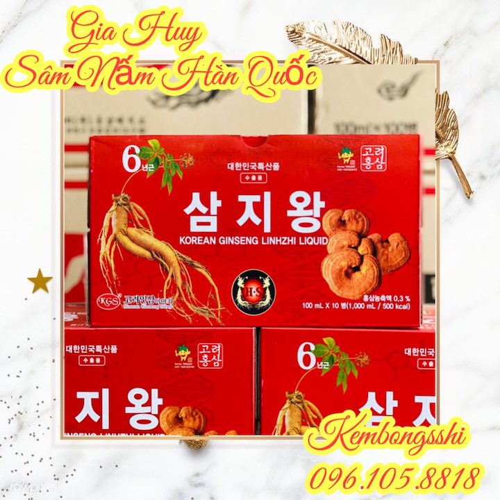 [HÀNG MỚI VỀ] Nước Hồng Sâm Linh Chi 6 Năm Tuổi Hàn Quốc, Hộp 10 Chai x 100ml | BigBuy360 - bigbuy360.vn