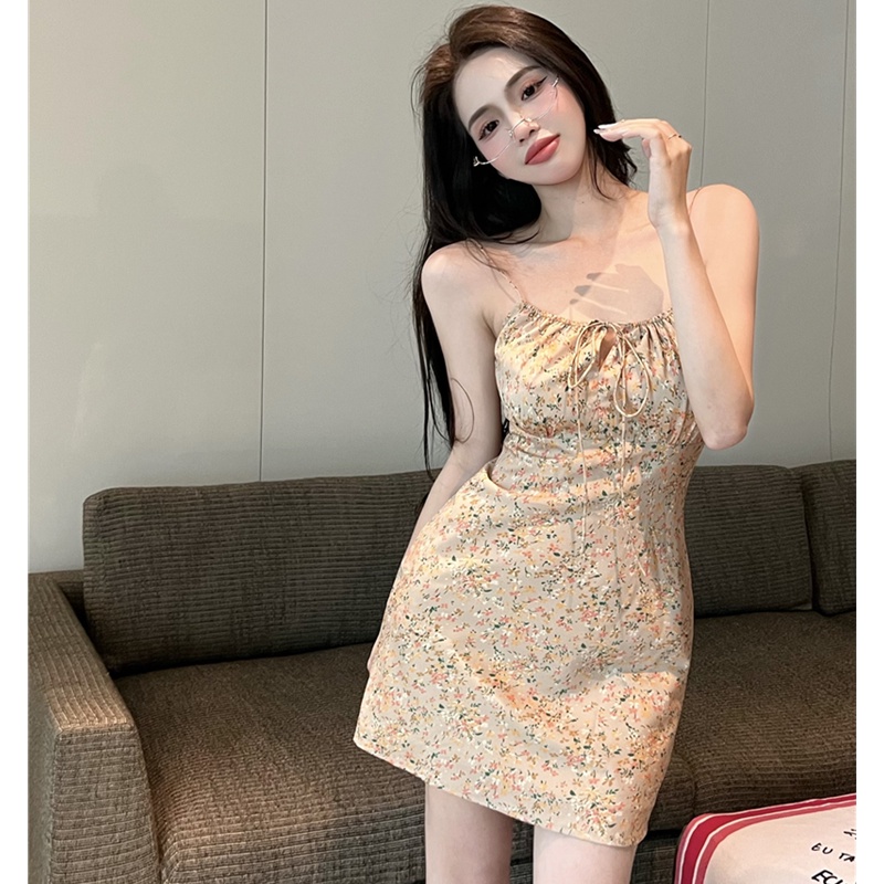 Đầm Mini In Hoa Thiết Kế Dễ Thương Cho Nữ