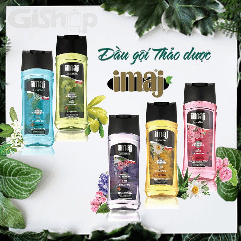 Dầu Gội Thảo Dược 2in1 Dành Cho Tóc Nhuộm Và Tóc Mỏng Hương Thảo Dược Imaj 600ml - Hàng Chính Hãng