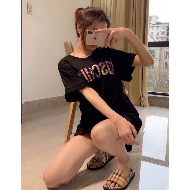 Áo Thun Cặp Ngắn Tay Dáng Rộng In Chữ Moschino Thời Trang Mùa Hè 2022SS