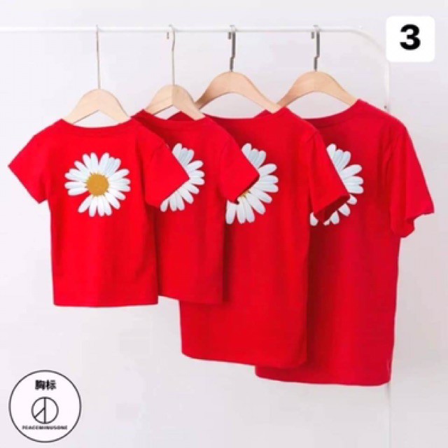 bộ áo gia đình hoa cúc màu đỏ  giá sỉ tận xưởng